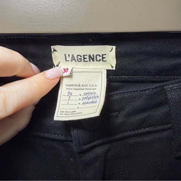 L’AGENCE women’s Black Bootcut Jeans Raw Hem Cropped Ankle Made in USA size 30 - Picture 6 of 12